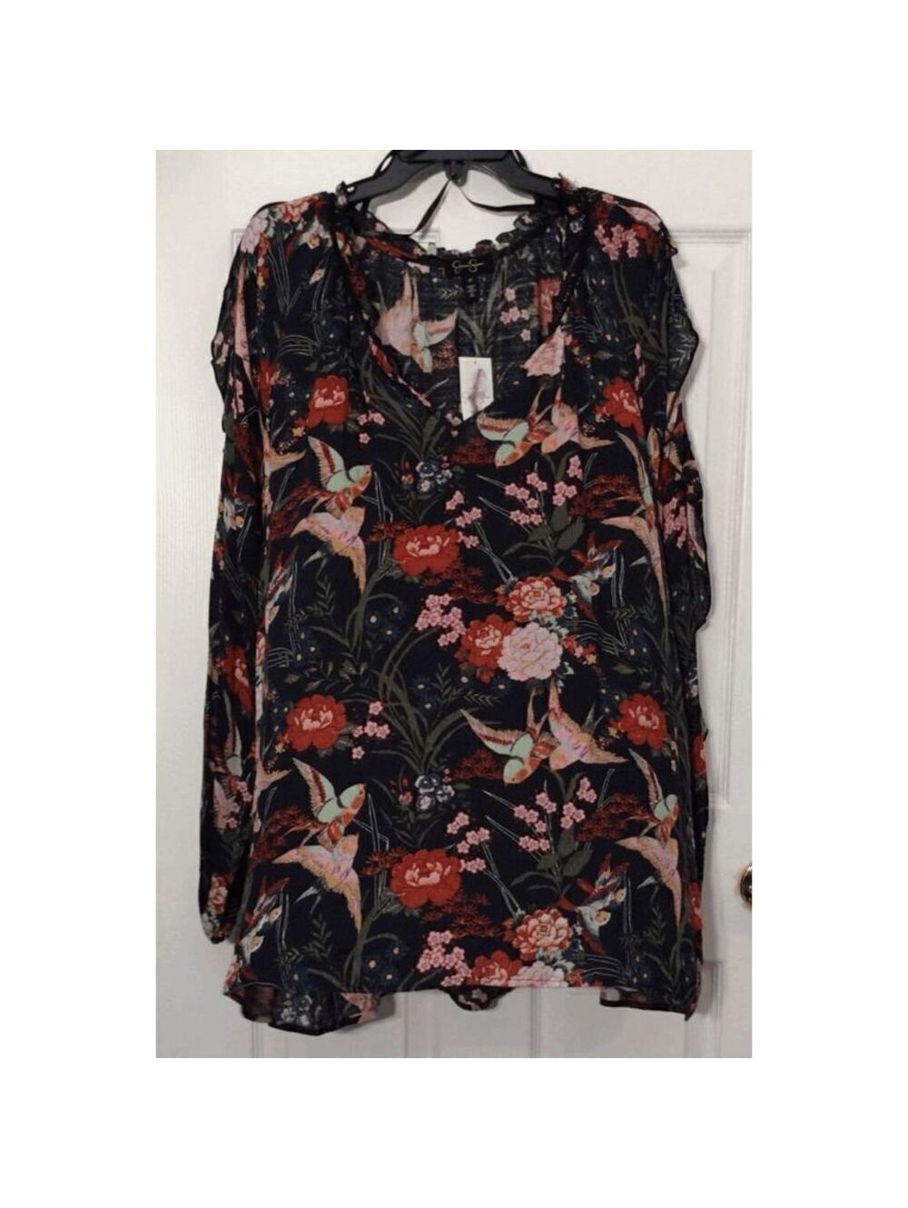 Jessica Simpson Sweet Birds Print Keilani Top Boho Plus Size US 3X